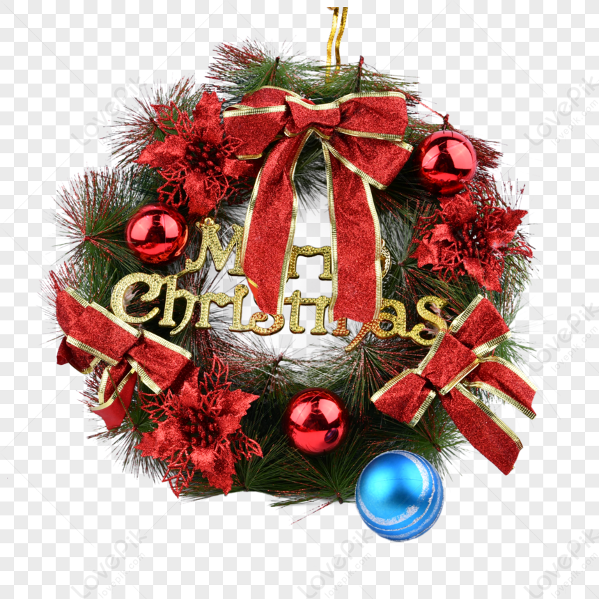 blue christmas wreath png
