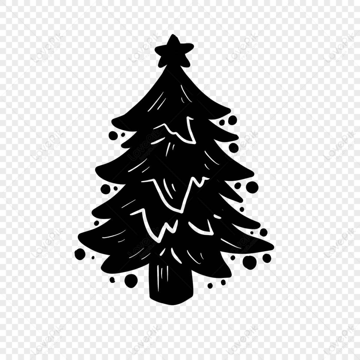 Decorative stars Christmas tree silhouette clip art, Christmas Tree Silhouette,  Christmas Tree,  Silhouette png image