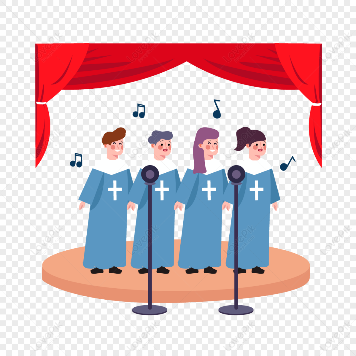 Choir in Church PNG cartoon