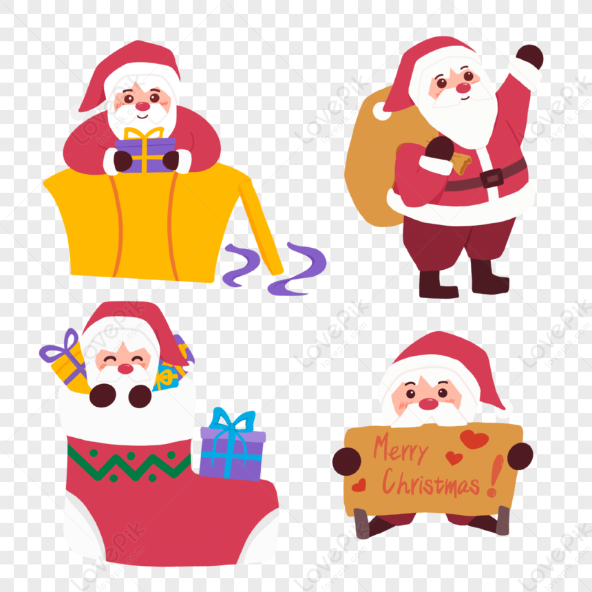 Hand Drawn Cartoon Santa Claus, Christmas PNG Transparent Images, Gift ...