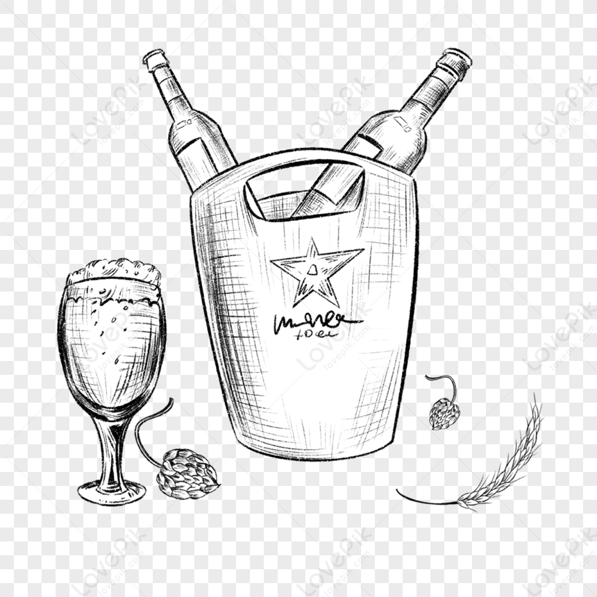 Vector pen and ink illustration of three beer can and a bottle of... | Beer  illustration, Beer drawing, Bottle drawing