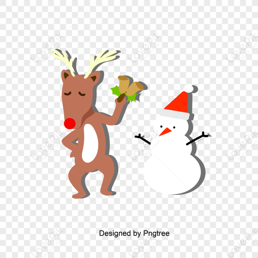 クリスマスの鹿の手塗りのイラスト イラスト 子鹿 雪だるまクリップアートイメージ グラフィックス Id Prf画像フォーマットpsd Jp Lovepik Com