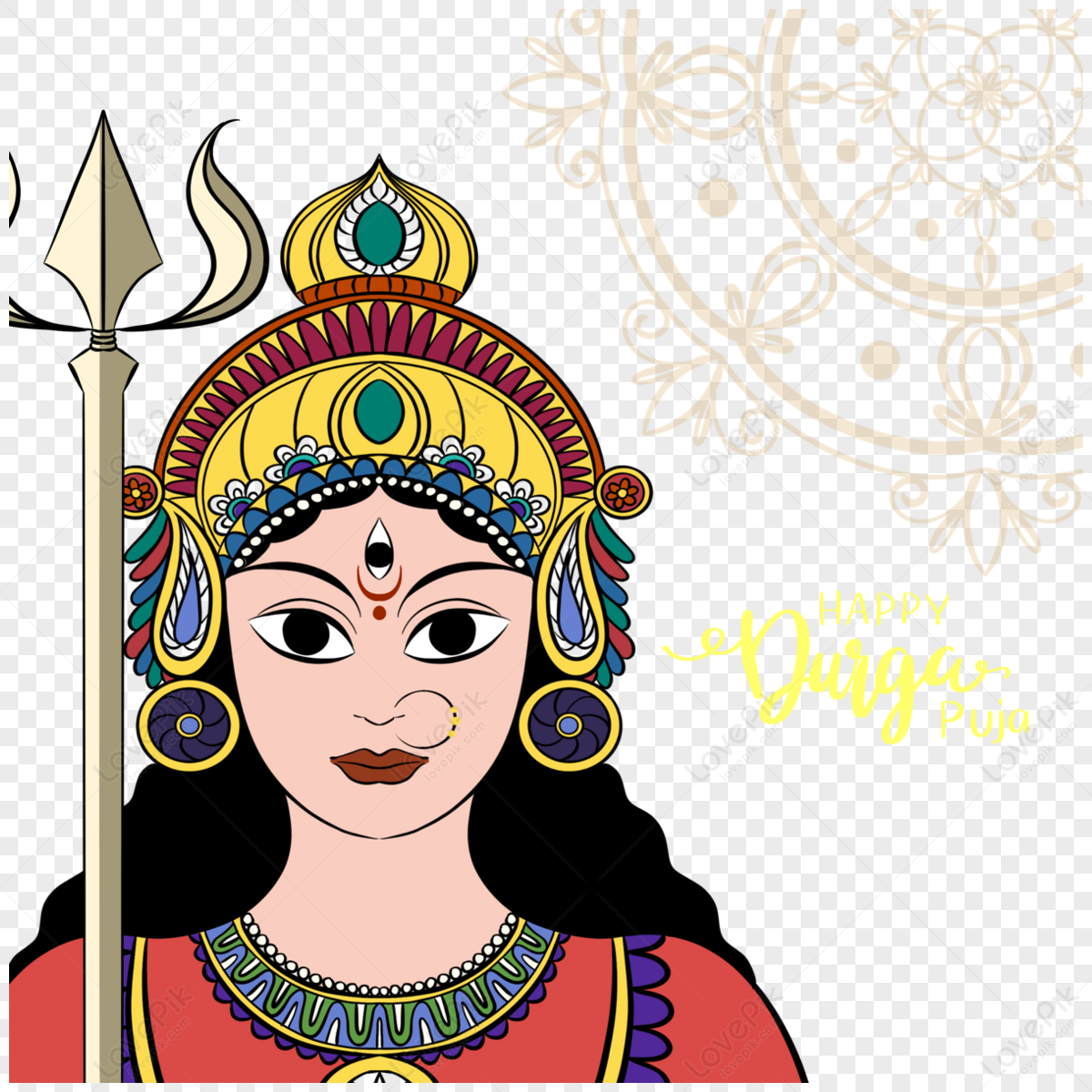 Cartoon Hand Drawn Durga Ashtami Durga, Puja Festival PNG, Durga PNG ...