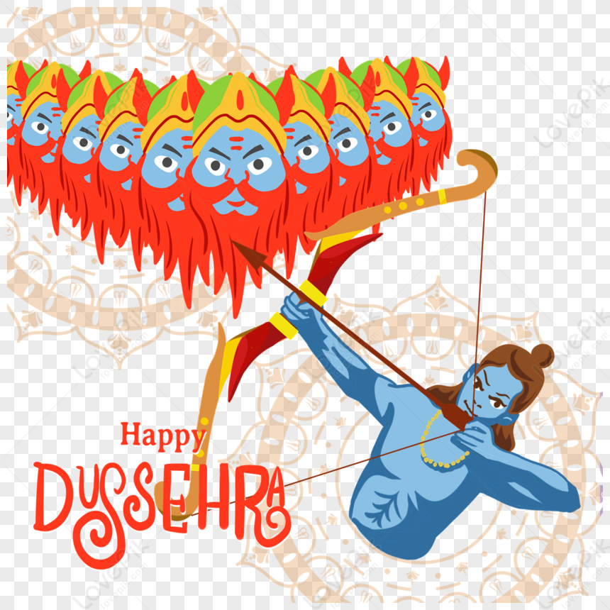 Dussehra Hand-painted People Shotgun, Dussehra PNG, Hand Drawn PNG ...