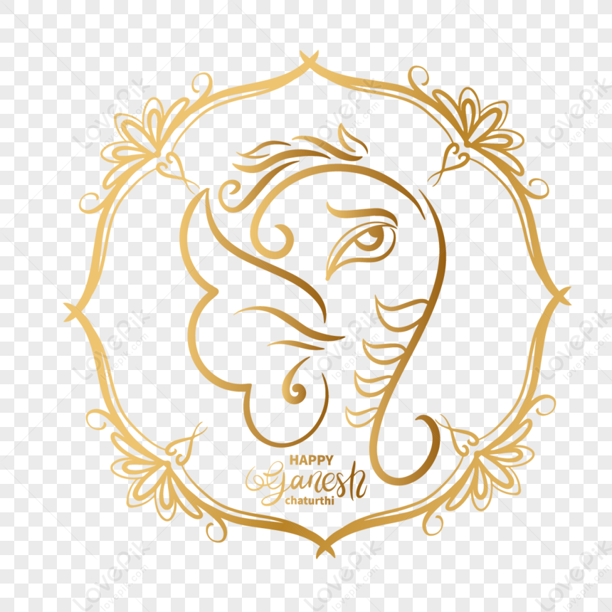 Golden Border Hand Drawn Elephant, India Download Image PNG, Border ...