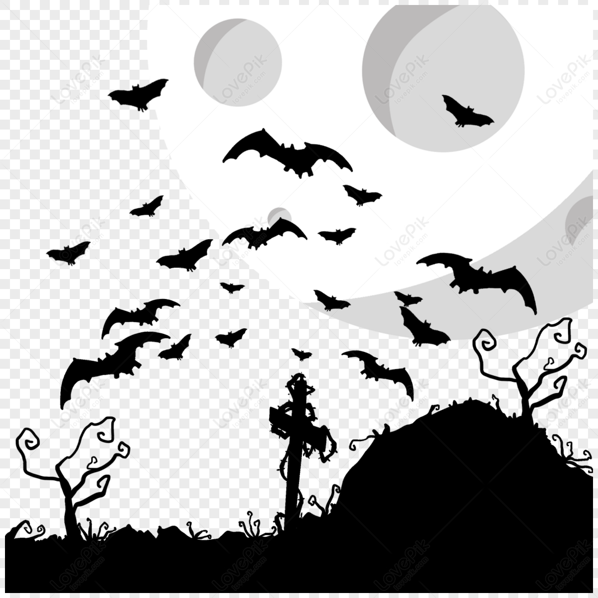 Vector De Silhueta Vector Da árvore De Halloween PNG Imagens Gratuitas Para  Download - Lovepik