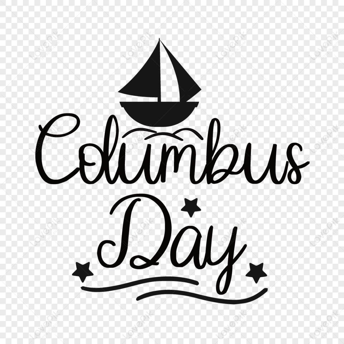 Hand drawn cartoon Columbus day sailboat SVG font, Columbus Day,  Colombia,  Font png image