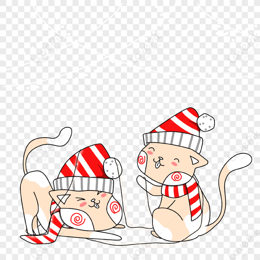 Dibujado A Mano Lineal Plano Gatito Navidad, Animal, Dibujos Animados,  Gatito PNG Imágenes Gratis - Lovepik