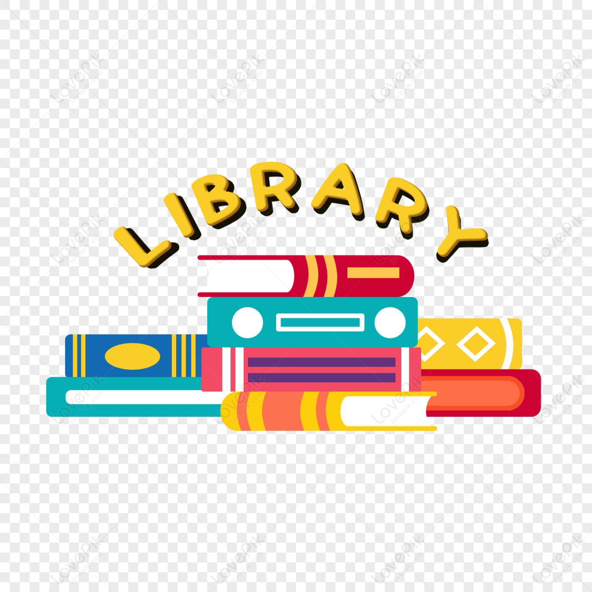 Library cartoon stacking books, Library,  Design,  Book png transparent background
