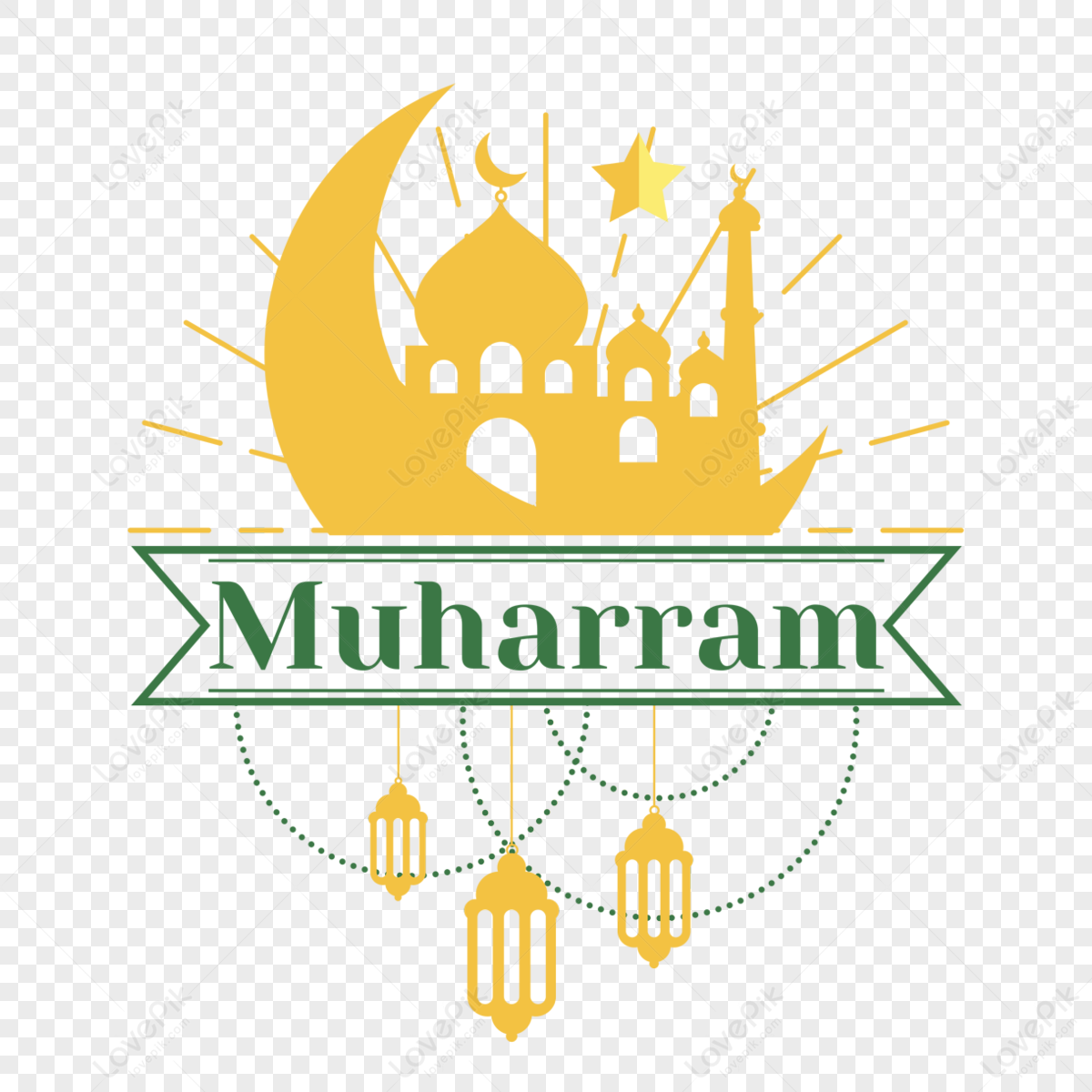 Muharram Yellow Moon On The Castle, Muharram PNG, Yellow PNG ...