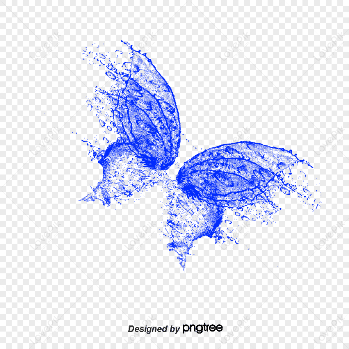 PNG. butterfly water effect decorative pattern vector,butterfly decoration,...