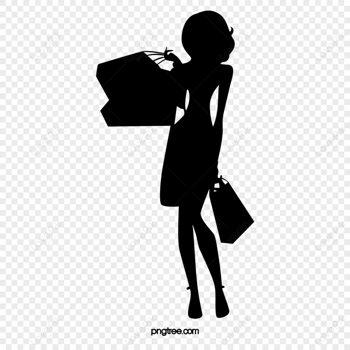 Fashion Shopping Girl Silhouette,girls,sketch,barbie Doll PNG ...