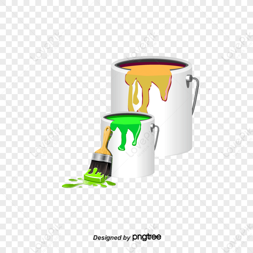 Paint Bucket,brush,red Paint PNG Free Download And Clipart Image For ...