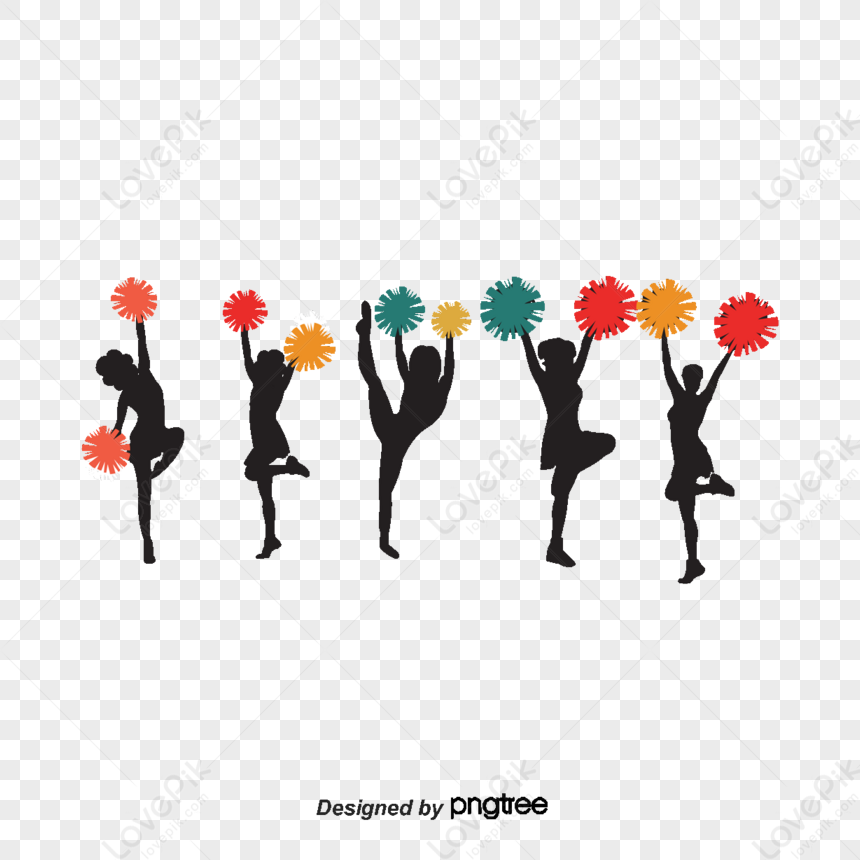 Cartoon Silhouette Cheerleaders,cheerleading,sketch PNG White