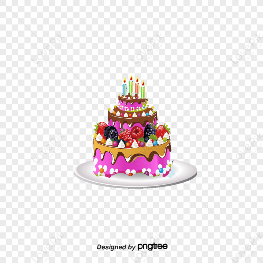 Hand drawn doodle birthday cake with caldles. Vector icon, logo or simbol  design. - Stock Image - Everypixel