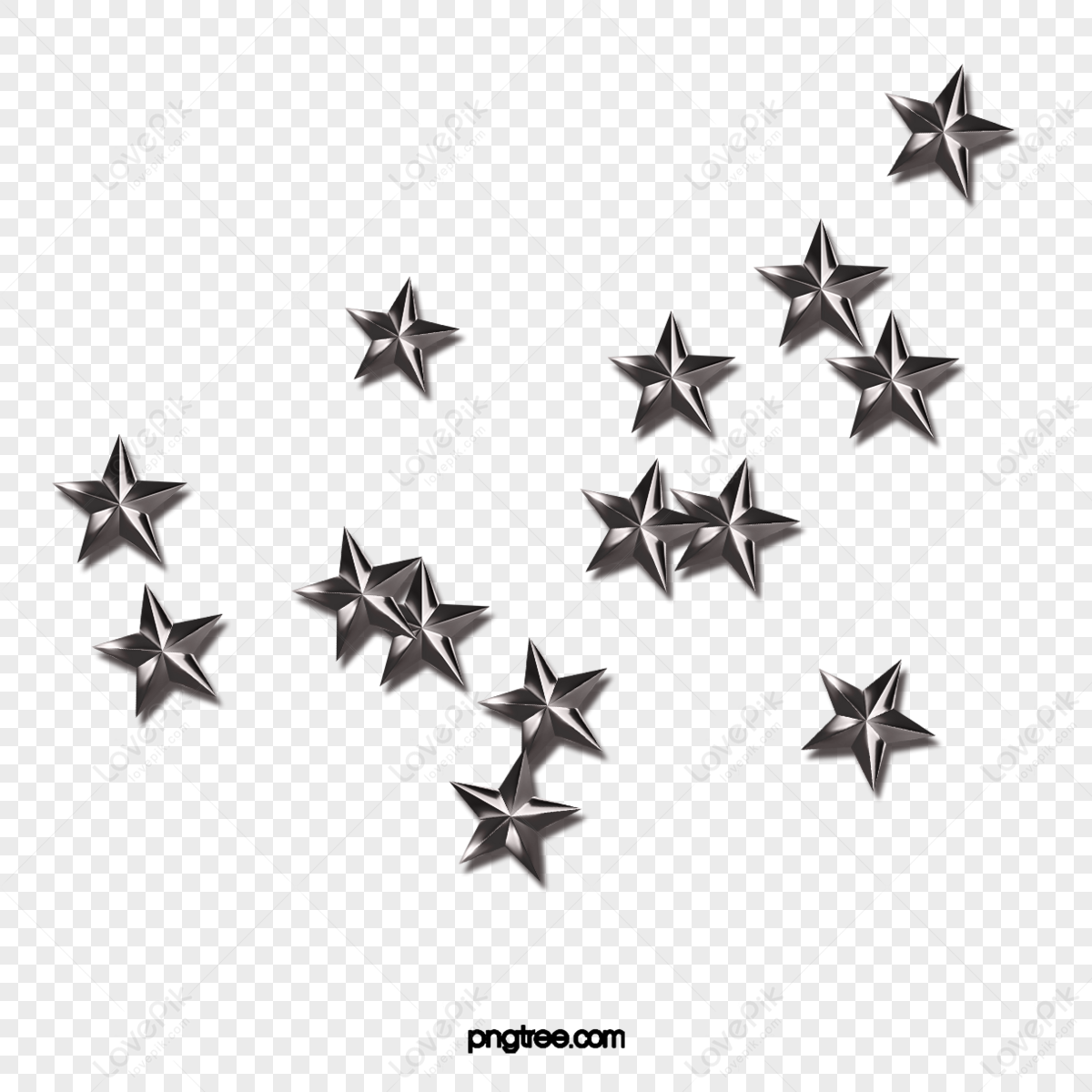 Decorative Floating Stars,decoration,silver Stars,stars Decoration PNG ...