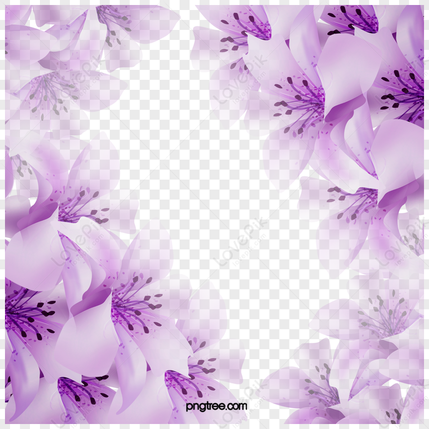 Fantasy Purple Flower,frame Template,simple,purple Flowers PNG ...