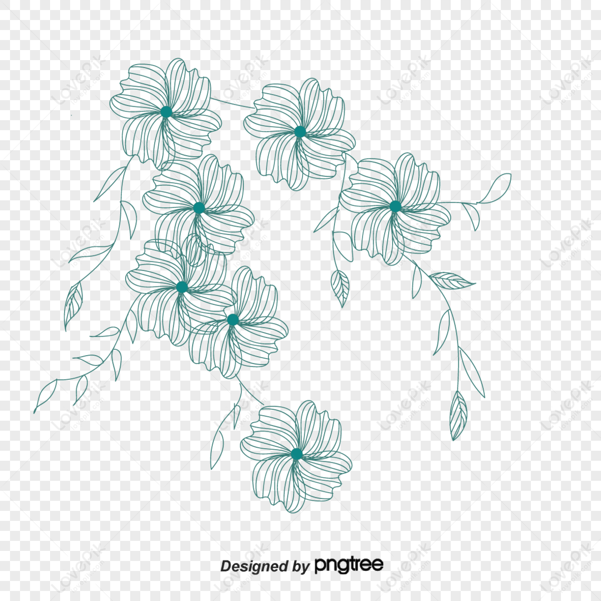 Flower line art illustration with black thin line. PNG with transparent  background. 12596644 PNG