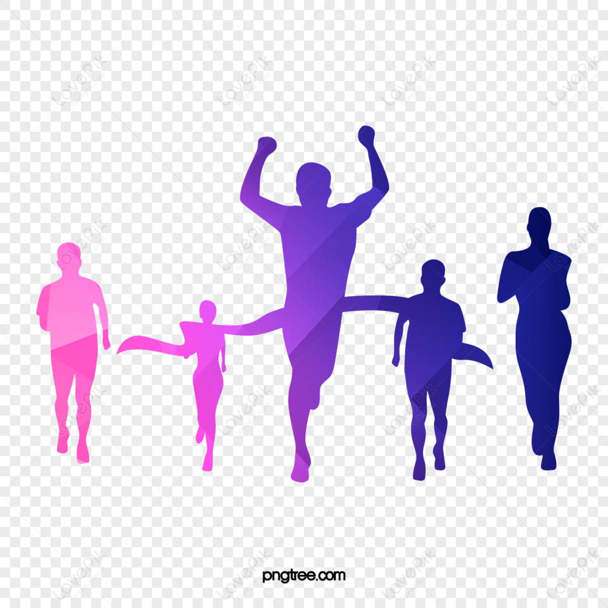 people crossing the finish line,line of people,characters,dream png transparent image