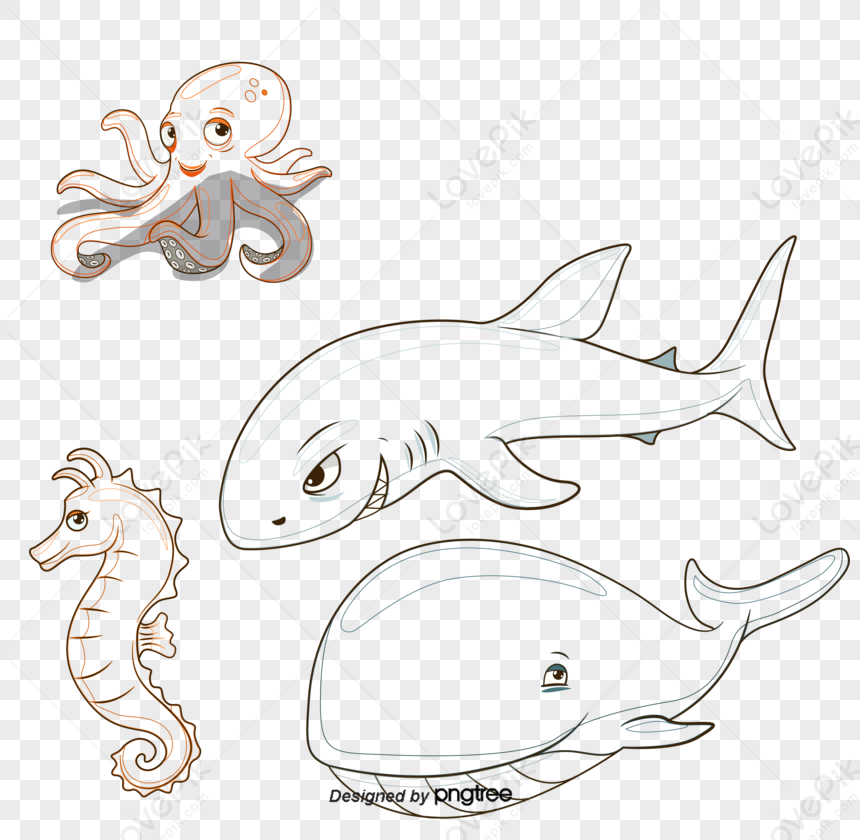 Sea Animals And Seafood Isolated Sketch Set Stock Illustration - Download  Image Now - Catch of Fish, Fish, Octopus - iStock