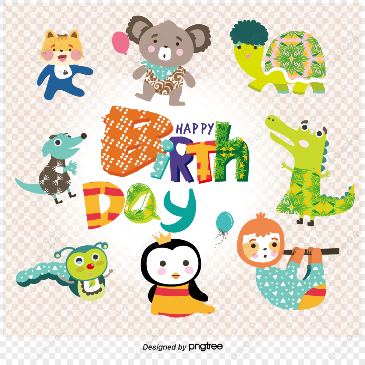 animal birthday cartoon illustration design vector material,smile,lion png transparent image