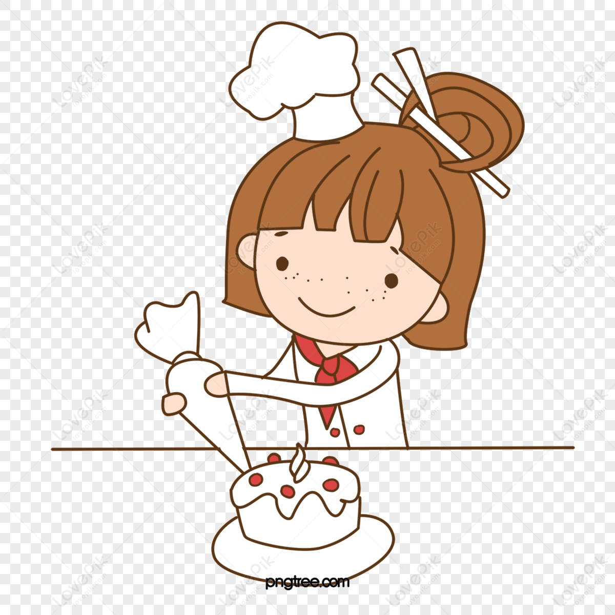 Cartoon Cute Little Girl Making A Cake Vector,barbie Doll,girls PNG ...