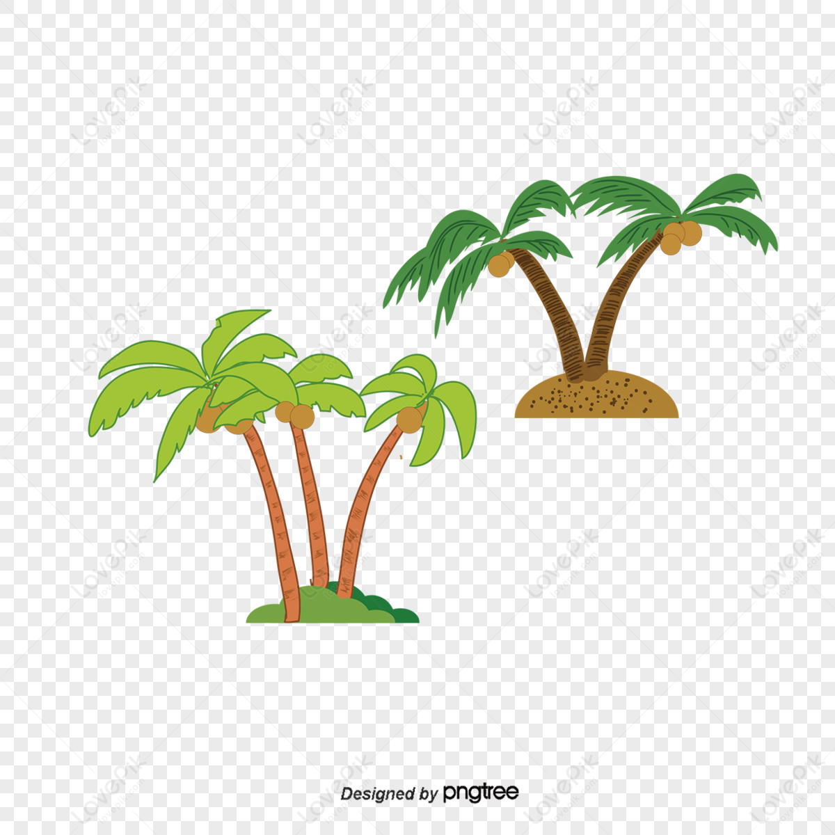 Coconut Tree Cartoon,decorative,painted,cartoon Coconut Trees PNG Image ...