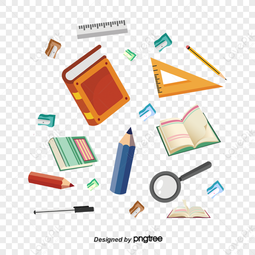 Color Painting School Supplies,ruler,bag,hand Drawn Illustration PNG ...