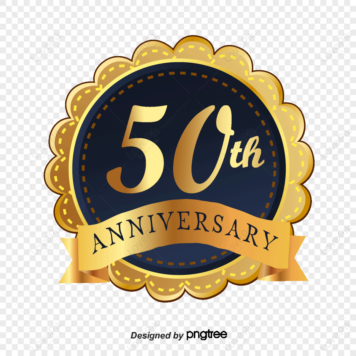 Free Vector | Golden badge for the 50th anniversary