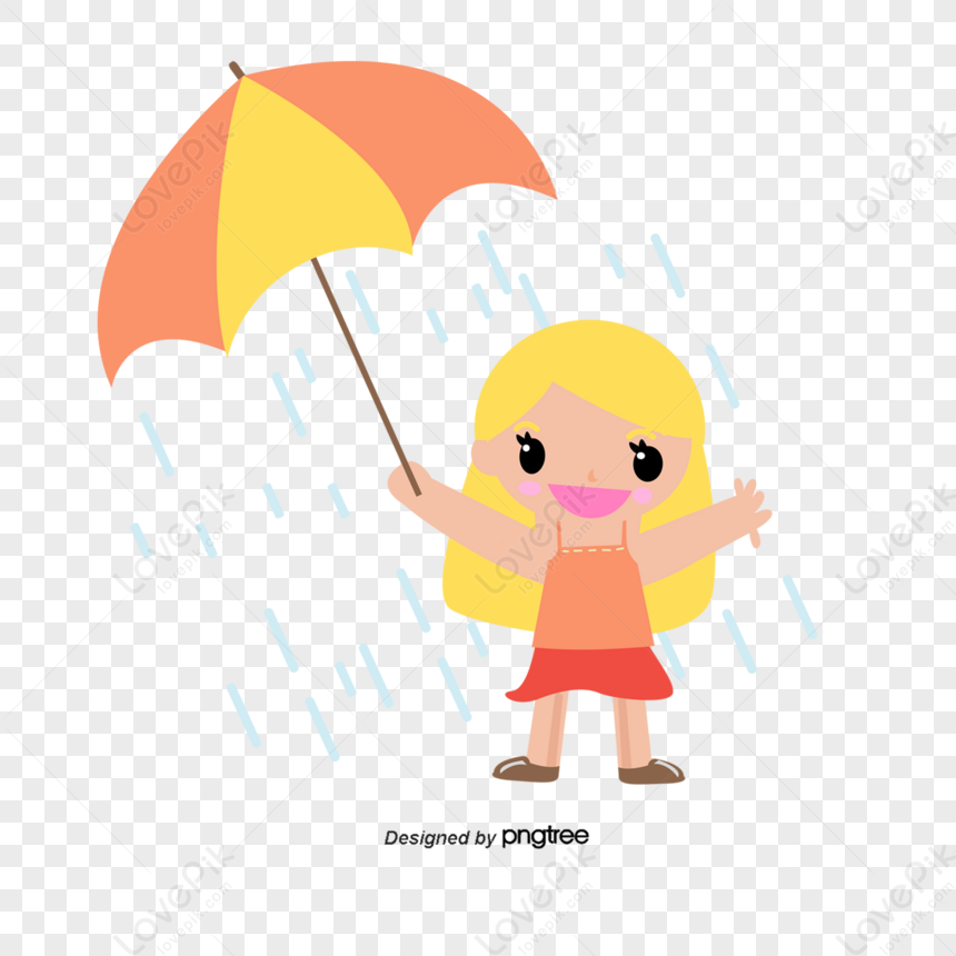 Umbrellas Vector Cartoon Girl,girls,rain,leaves PNG Transparent Image ...