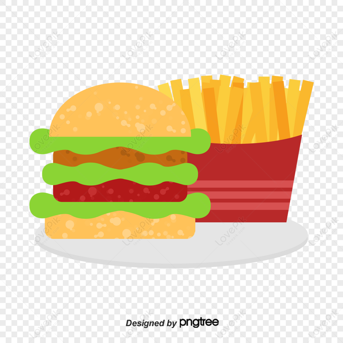 Cartoon Creative Burgers And Fries,hamburger,french Fries PNG Hd ...