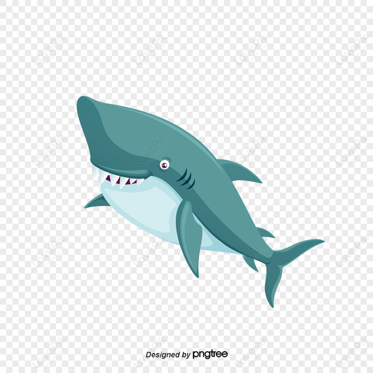 Cartoon Great White Shark,seabed,baby Shark,tooth Png Transparent Image 