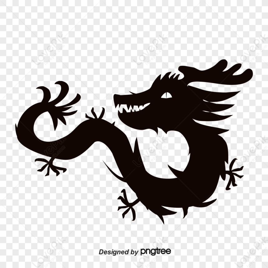 Chinese Dragon Silhouette Vector,china,sketch PNG White Transparent And ...