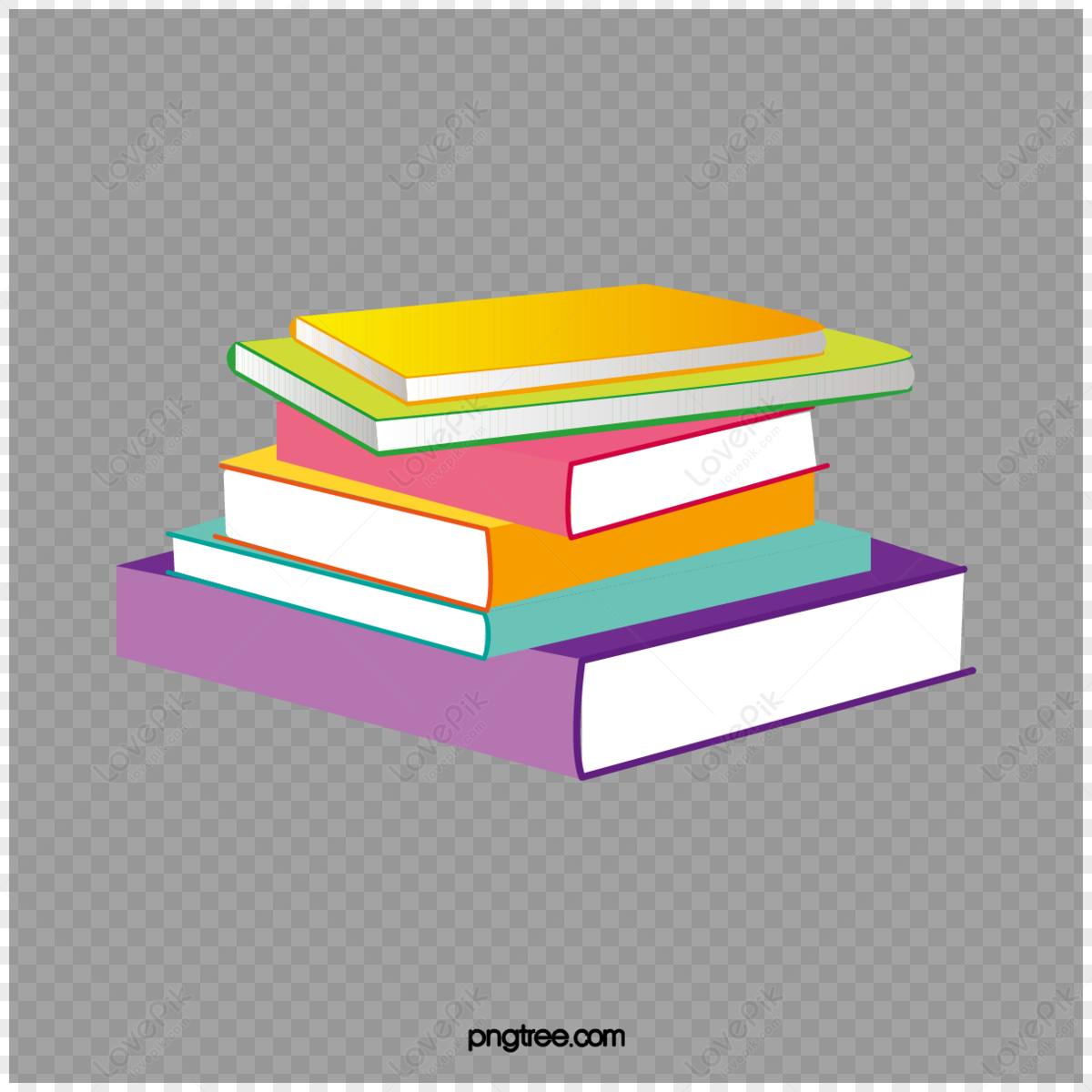 Color Cartoon Books Stacked Together,school Material,stacking,material ...