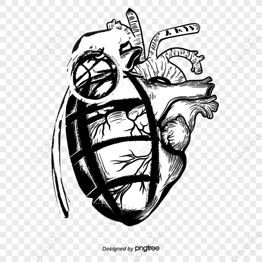 Creative Heart Grenade,heart Drawing,grenade Sketch,hand-painted PNG ...