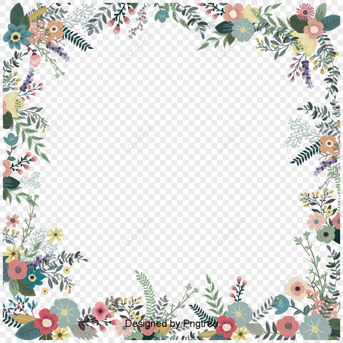 Flower Border,frame,corner,desain Undangan Rustic PNG Image Free ...