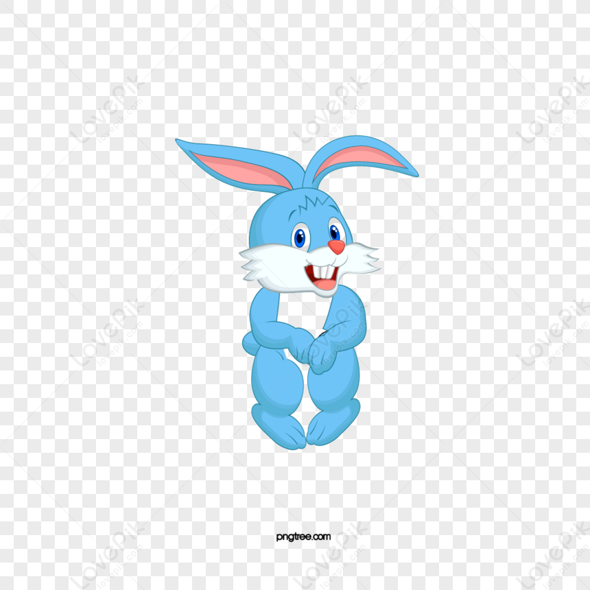 Hand-painted Blue Cartoon Cute Bunny,cartoon Animal,cute Rabbit,cute ...