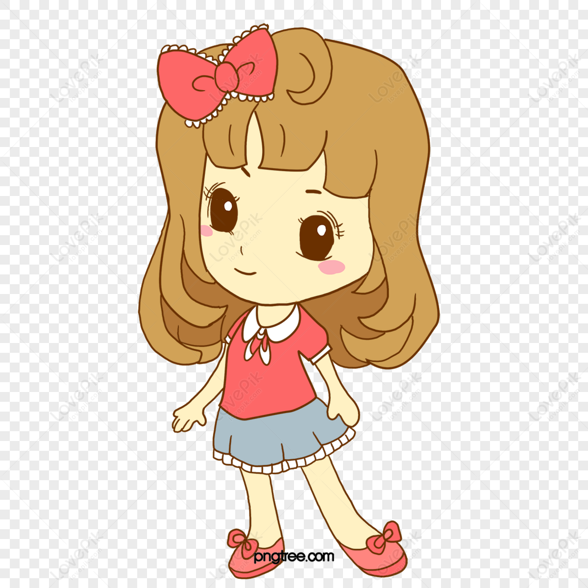 Hand-painted Cartoon Girl,character,cartoon Painting,beautiful Free PNG ...