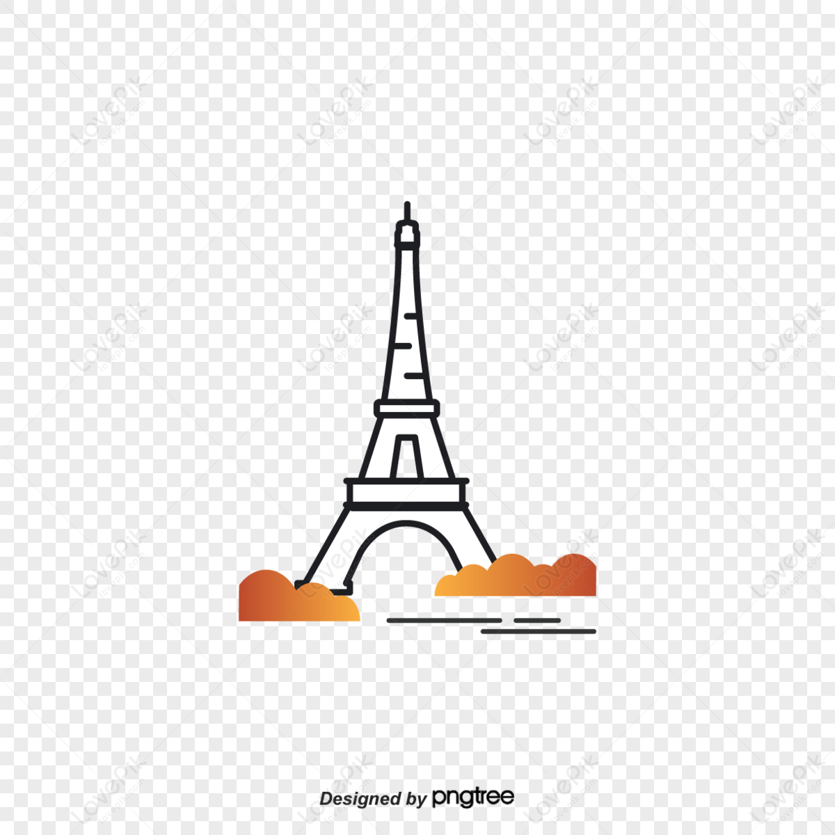 maple eiffel tower illustration,fall leaves,famous scenery,transmission tower png image