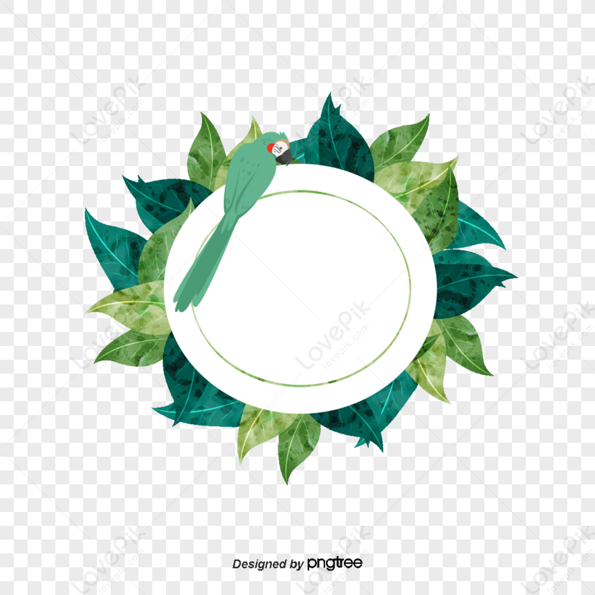 Painted Leaves Border,frame,green,birds PNG Image And Clipart Image For ...