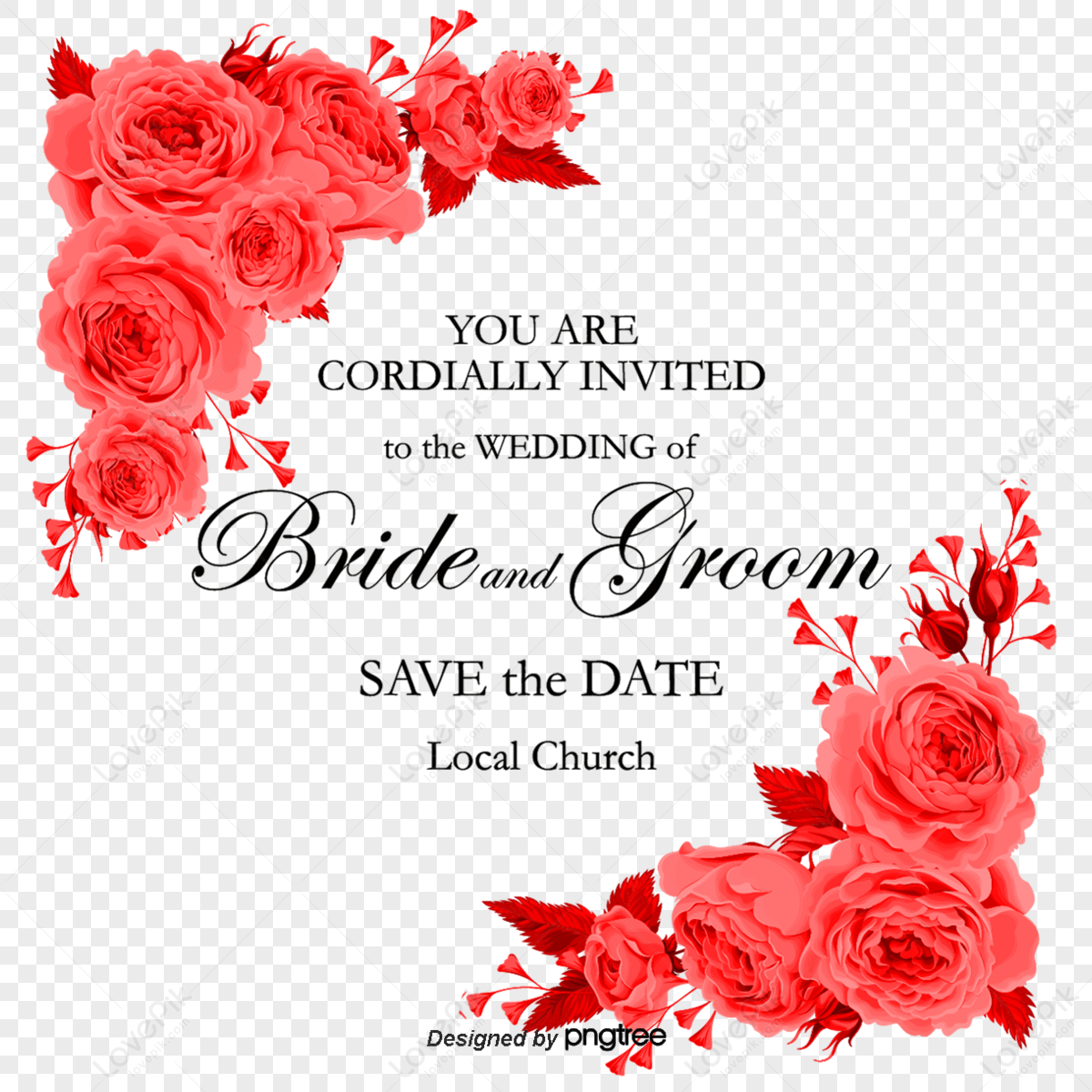 Red Roses Invitation PNG Images With Transparent Background | Free ...