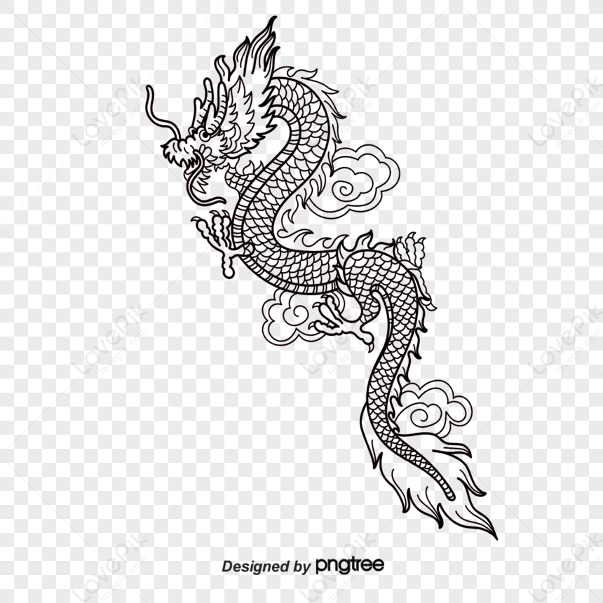 Vector Hand-painted Chinese Dragon,traditional,tradition,chinese ...