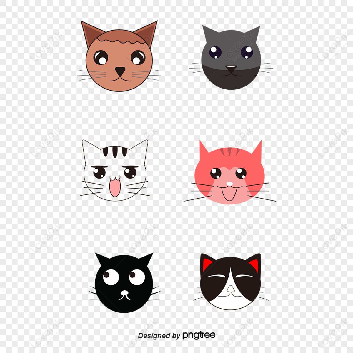 Vector Painted Cat Avatar,white Hair,cartoon,hand Painted PNG Image ...