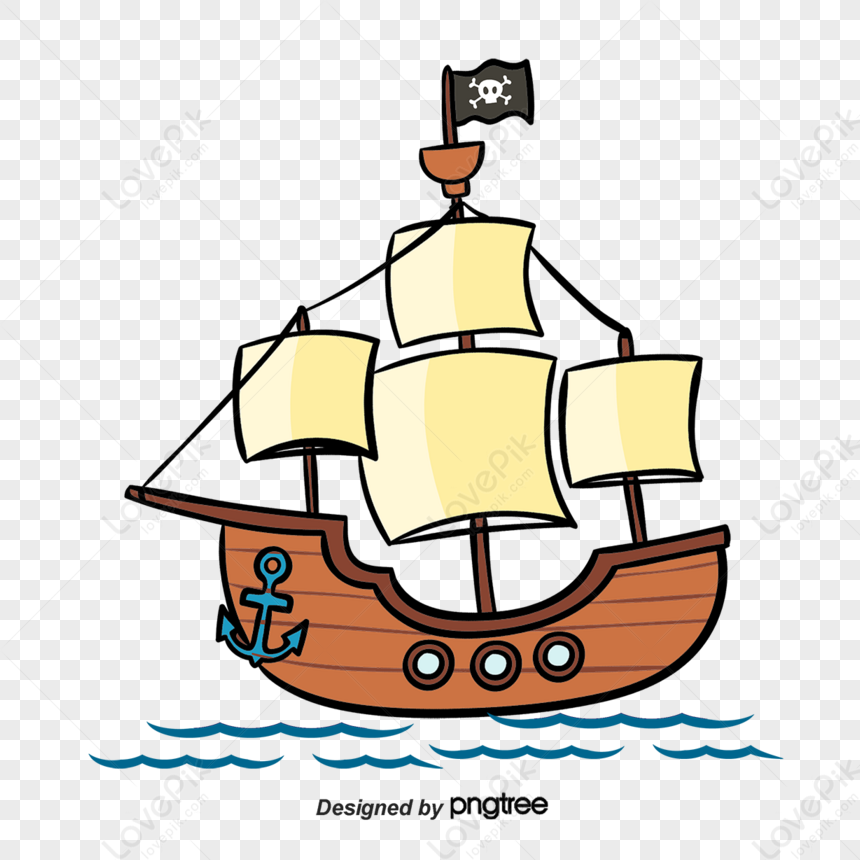 Vector Painted Pirate Ship,large Pirate Ship,sailboat Free PNG And ...