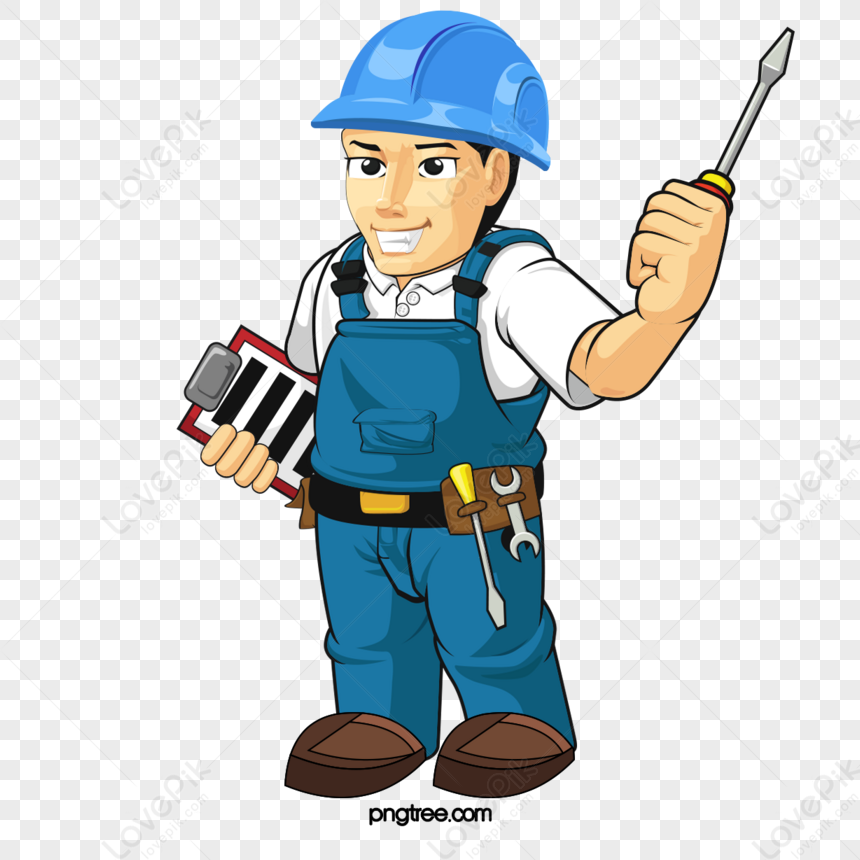 Cartoon Blue Decoration Workers Master,construction Worker,blue ...