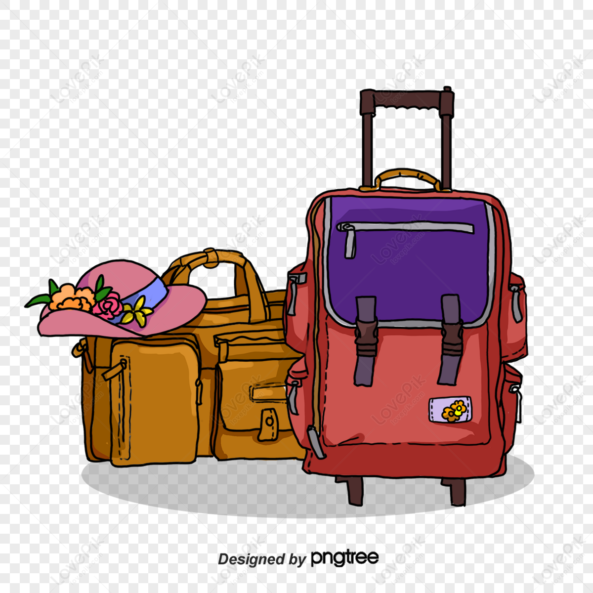 cartoon travel luggage,collections,hand,travel bag png white transparent