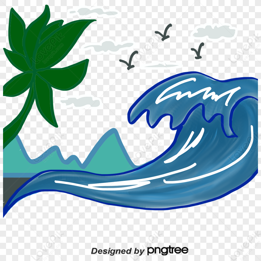 Coconut Tree Cartoon,japan Waves Map,big Wave,japanese Waves PNG ...