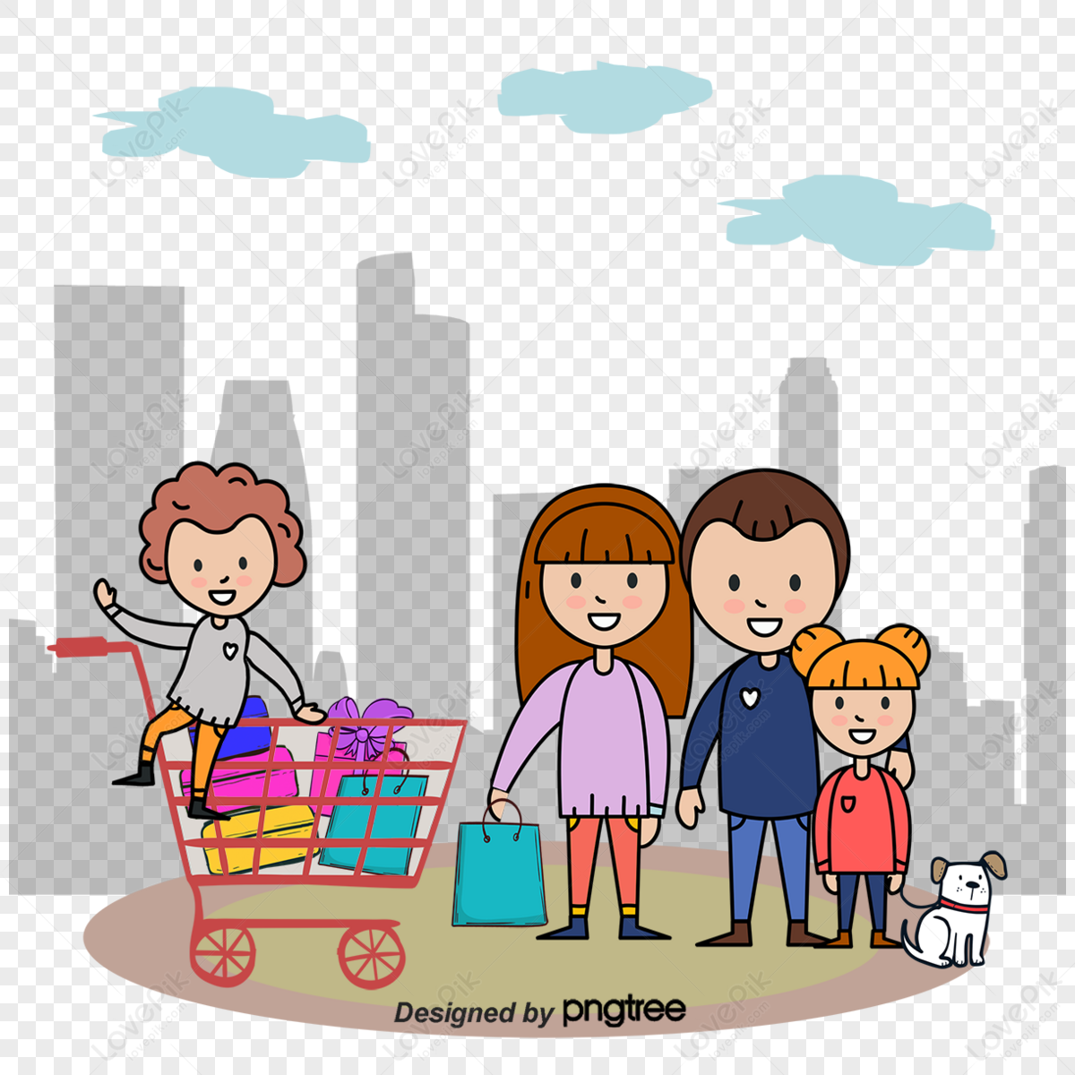 Family Travel Family Shopping Vector Free PNG And Clipart Image For ...