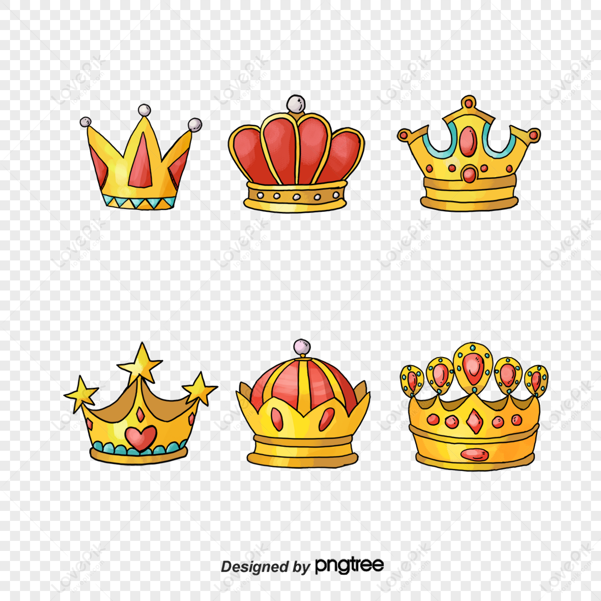 Gold Hand Painted European Crown,king Crown,cartoon Hand Drawing,golden ...