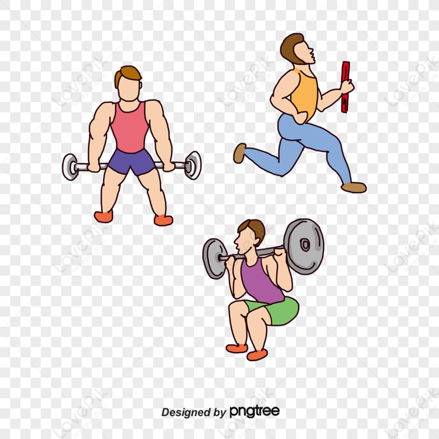 Fitness Homens Pintados à Mão,personagem De Desenho Animado,clipart De Fitness  PNG Imagens Gratuitas Para Download - Lovepik